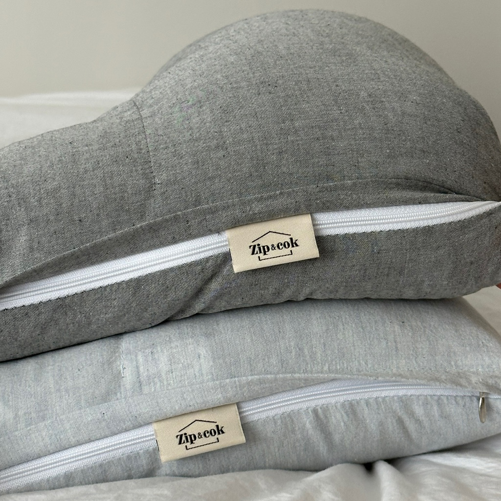 집앤콕 메밀 경추베개 낮은 경추목베개 일자목 목디스크 거북목 베개 잘자유 그레이