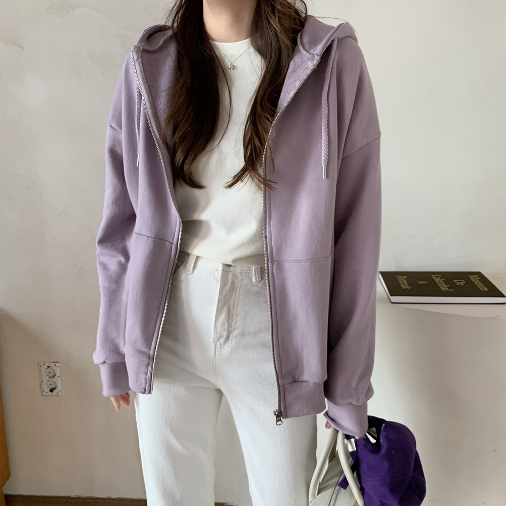 오버핏 레이어드 데일리 코튼 여성 후드집업 - 상세 이미지 4