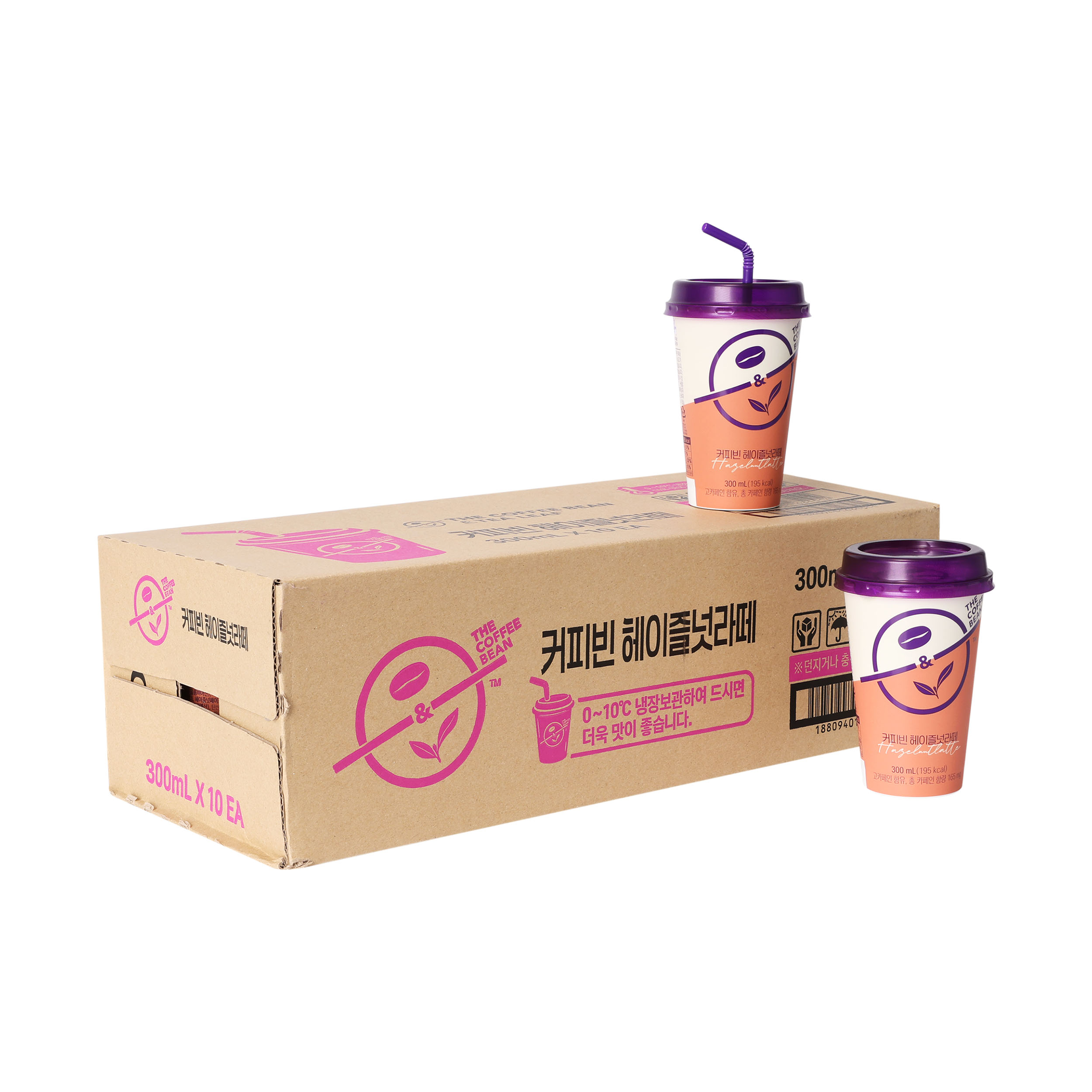 [커피빈] 헤이즐넛라떼 컵커피 300mL 10개입(박스) - 상품 이미지