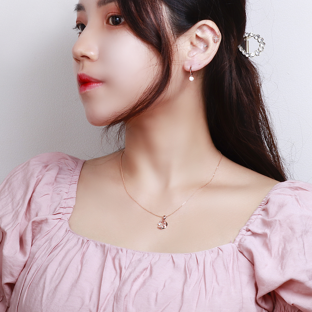 14k 18k 달 펜던트 큐빅 딸랑이 초승달 목걸이 이미지 8