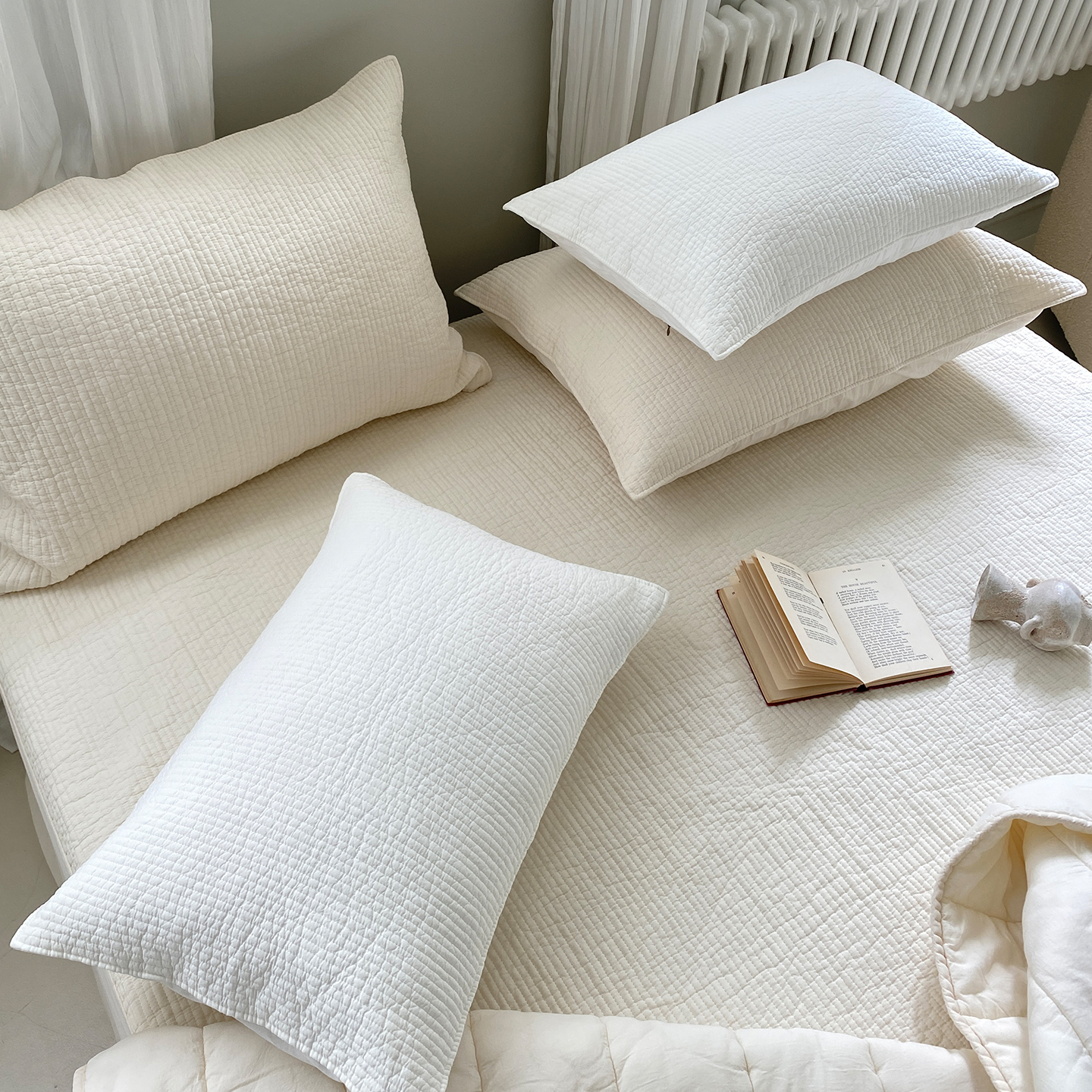 오가닉 순면 누빔 매트리스커버 피그먼트 침대커버 기본 S