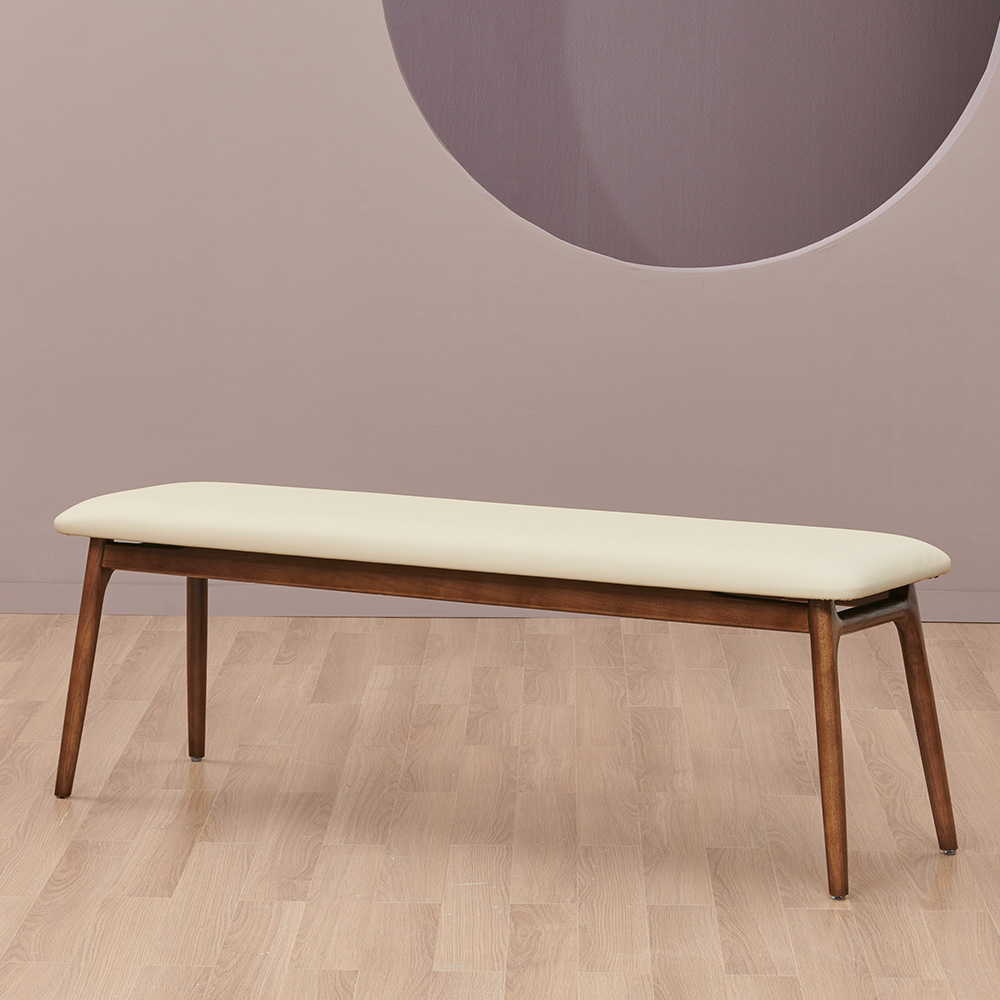 스코나 보르토 물푸레 애쉬 원목 실리콘레더 가죽 3인 벤치 의자 1400