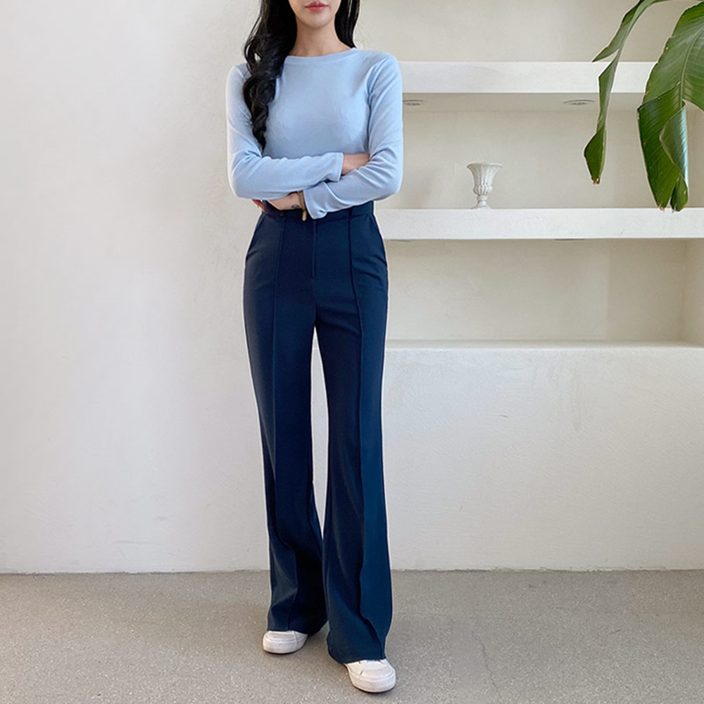 부츠컷슬랙스 핀턱슬랙스 하이웨스트슬랙스 여자 가을 정장 팬츠 이미지 3