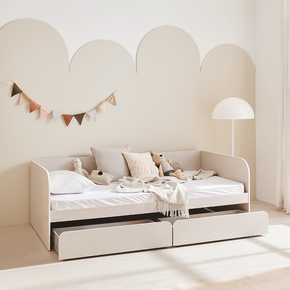 장인가구 뉴피터 E0등급 저상형 슬라이딩 데이베드 수납 침대 SS +가드