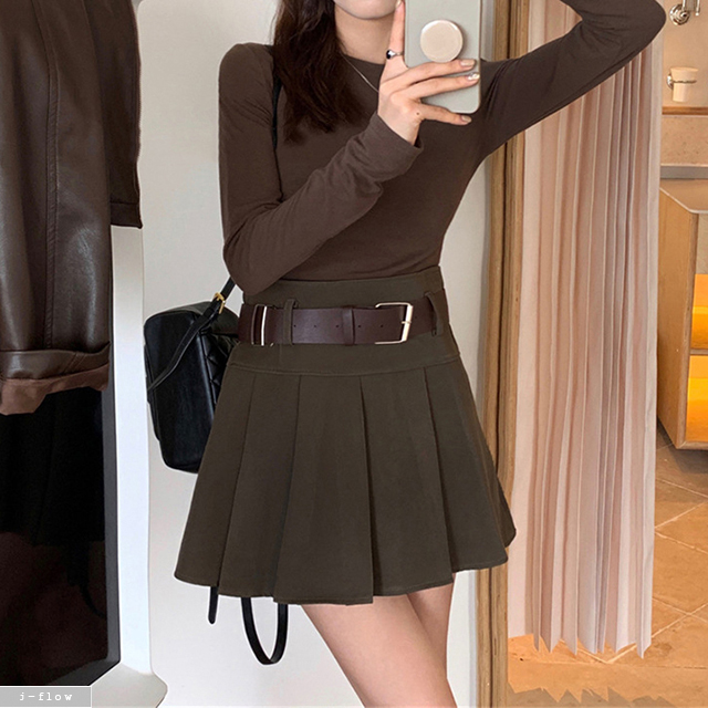 베르디 플리츠 주름 A라인 미니 스커트 3col S,M,L 가을 봄 팬츠 벨트 제이플로우 이미지 2