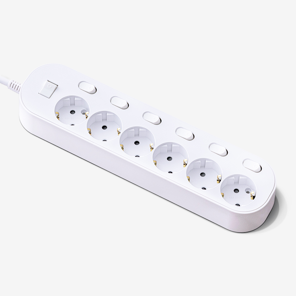 엘리펀탭 화재예방 자동소화 개별형 멀티탭 6구 화이트 1.5M