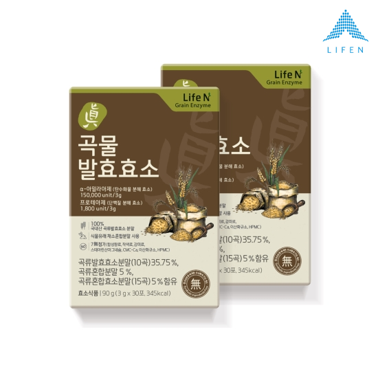 라이프엔 지방 탄수화불 분해 소화 유기농 진 곡물 발효 효소 3gx30포 30포, 2개 - 상품 이미지