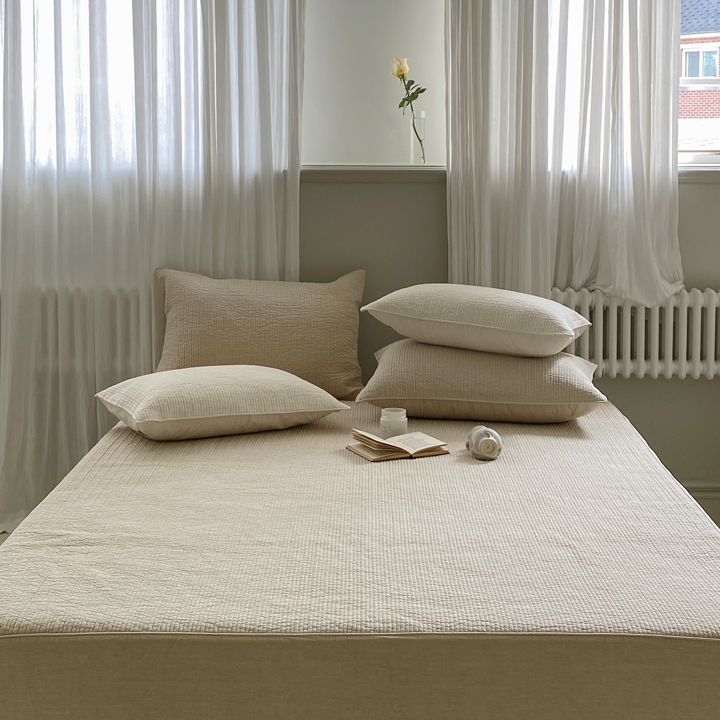 오가닉 순면 누빔 매트리스커버 피그먼트 침대커버 기본 S