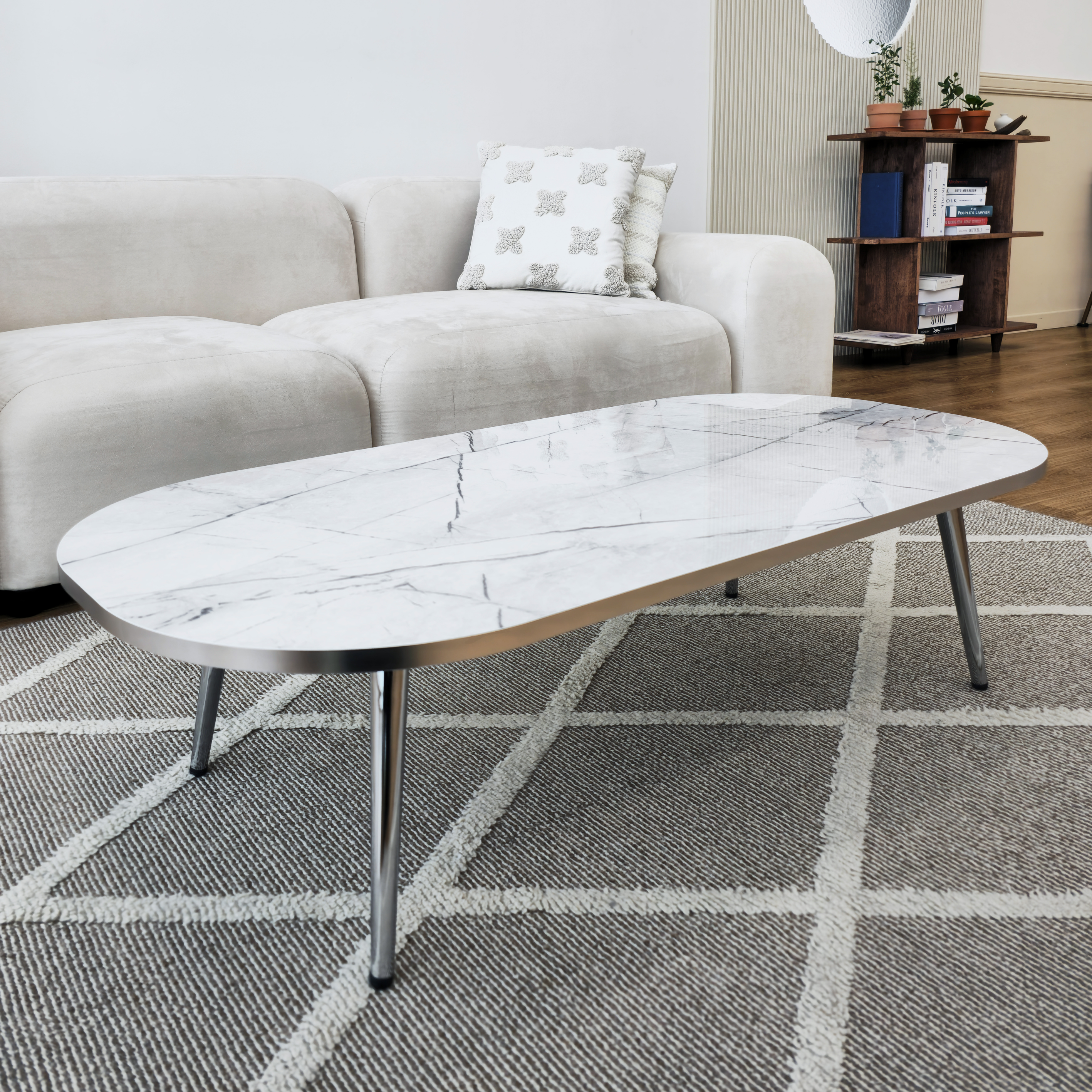 메리골드리빙 국산 거실 테이블 좌식 쇼파 타원형 티테이블 고정식 다리 1골드 대리석