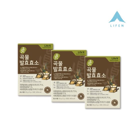 라이프엔 지방 탄수화불 분해 소화 유기농 진 곡물 발효 효소 3gx30포 30포, 3개 - 상품 이미지