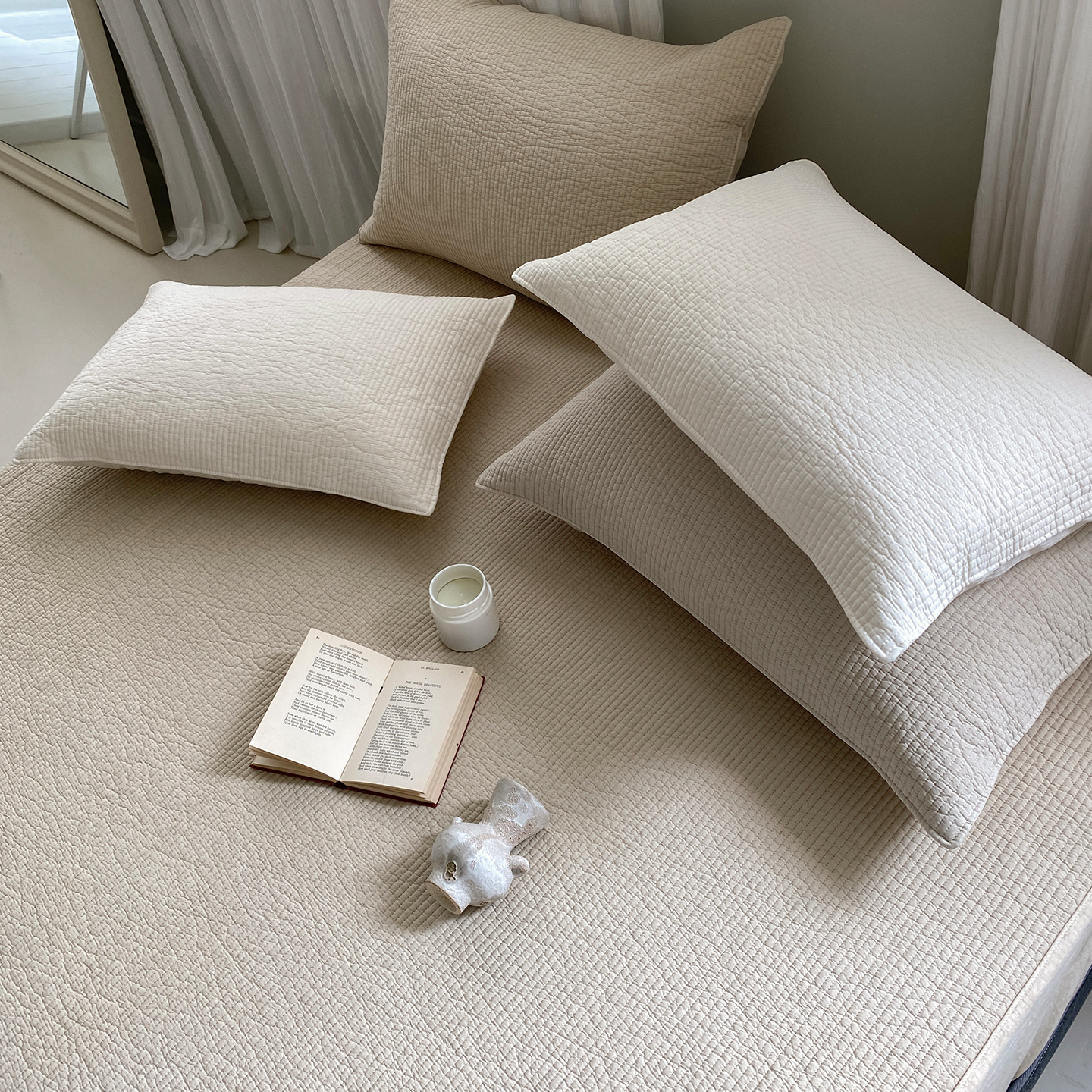 오가닉 순면 누빔 매트리스커버 피그먼트 침대커버 기본 S