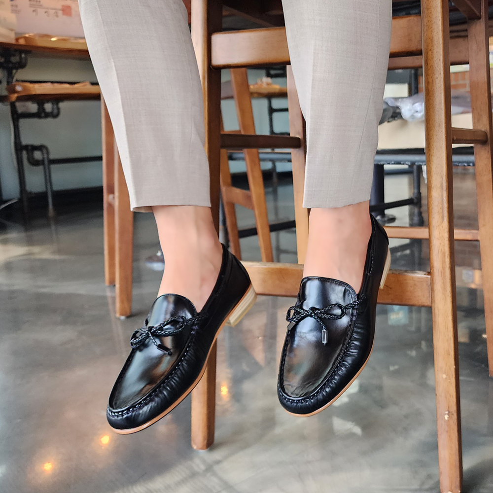 천연소가죽 트리플 블랙로퍼 20대남자 수제화 240 290mm