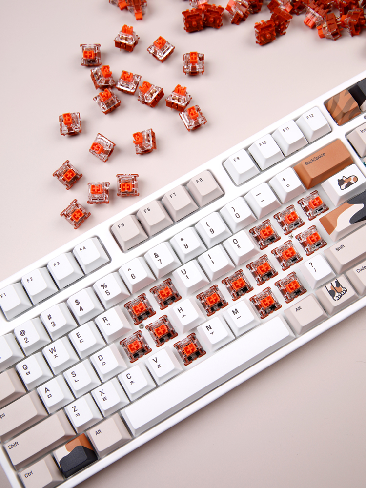 닌자87프로 화이트 베어본 갤럭시 아이 패드 폰 유무선 블루투스 커스텀 기계식 조약돌 키보드