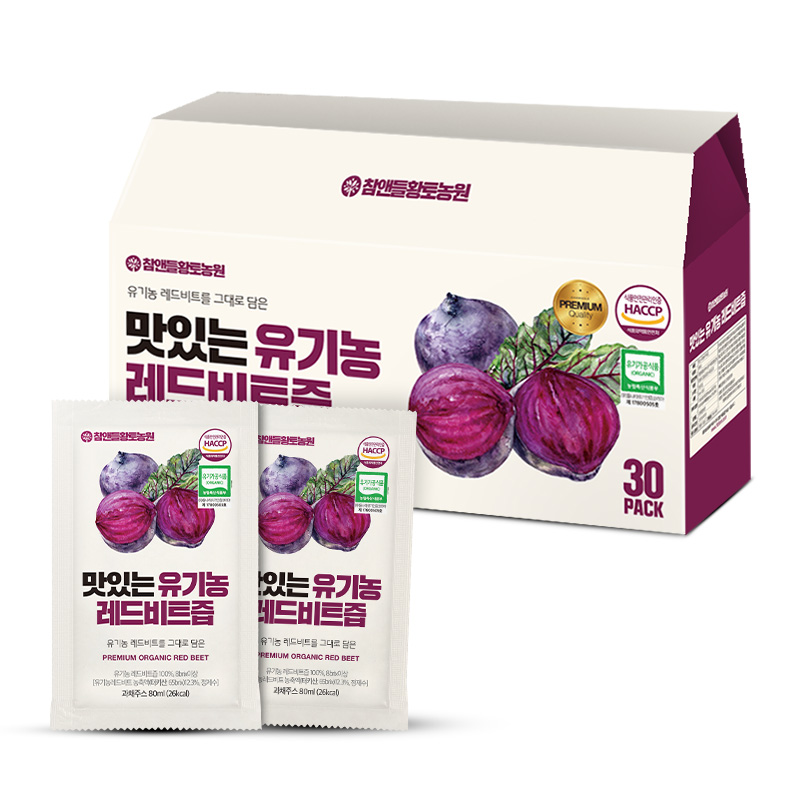 [유기농 100%] 참앤들황토농원 맛있는 유기농 레드비트즙 80ml 30포, 1개