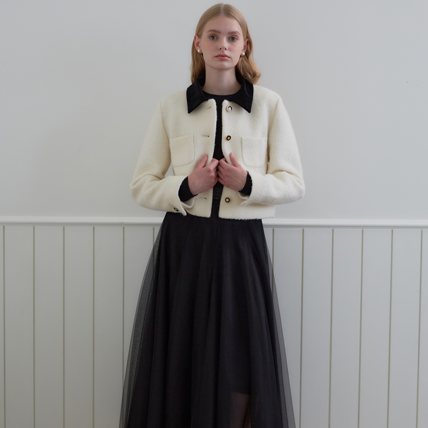 [제로스트릿][2컬러] 벨벳 카라 부클 울 자켓 VELVET COLLAR BOUCLE WOOL JAKCET 이미지 2
