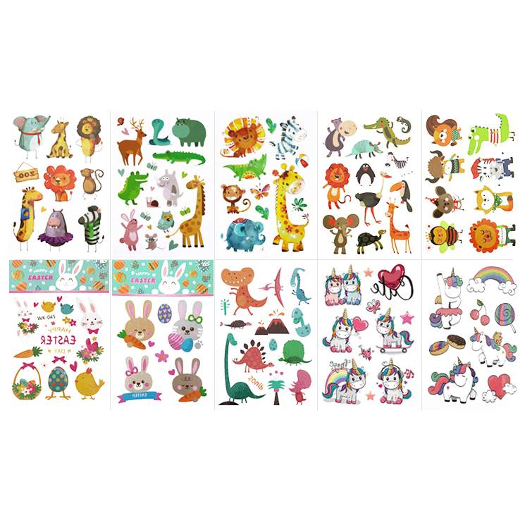 니즈엘 KC 어린이 타투 스티커 캐릭터 문신 헤나 여신 판박이 꽃 나비A(10장) - 상세 이미지 4