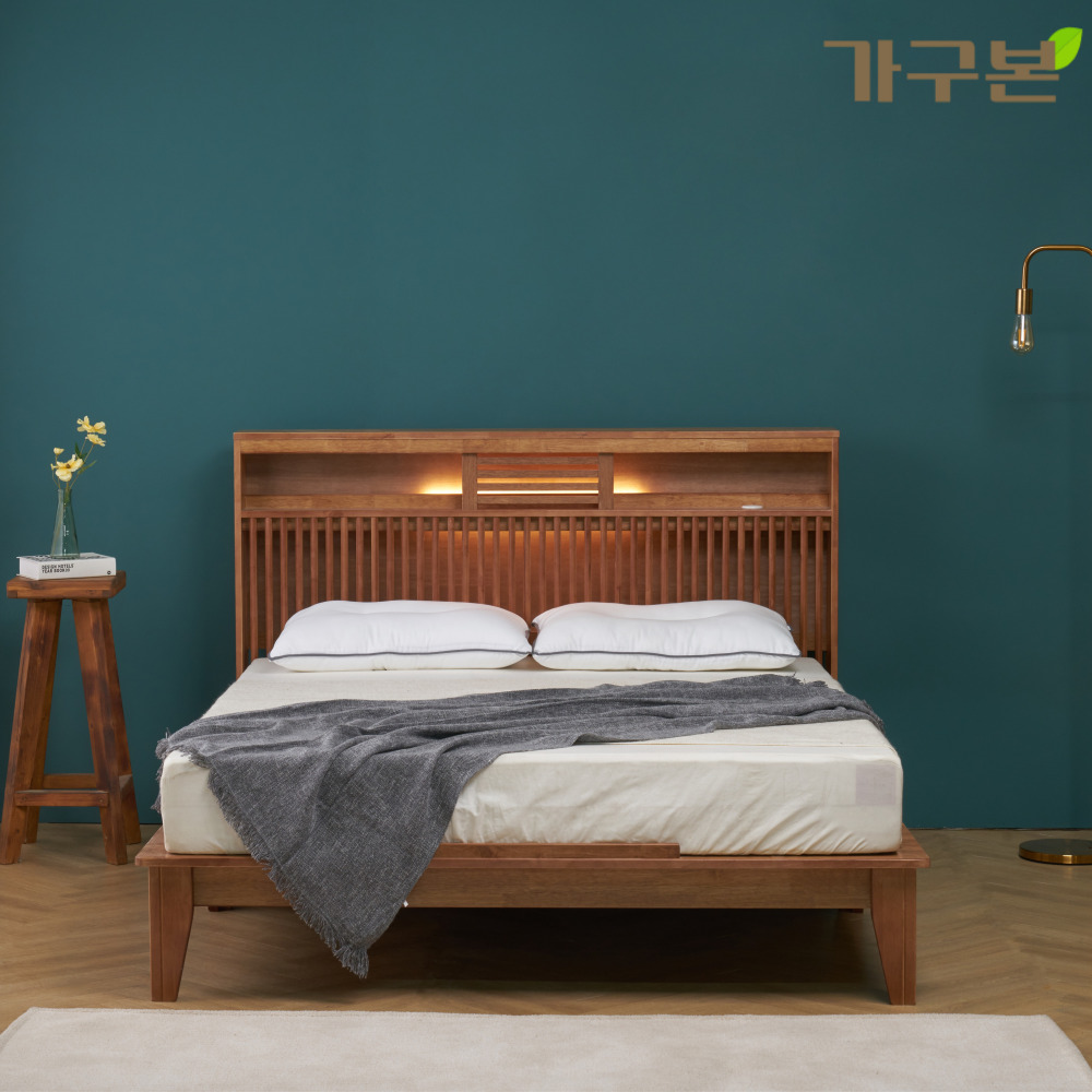 듀크 퀸사이즈침대프레임 고무나무침대프레임