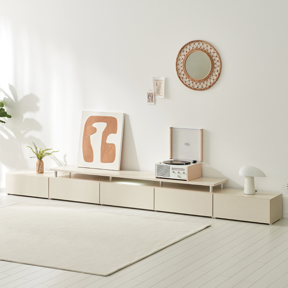 마인 거실장 낮은 티비다이 tv장 장식장 2000, 크림화이트