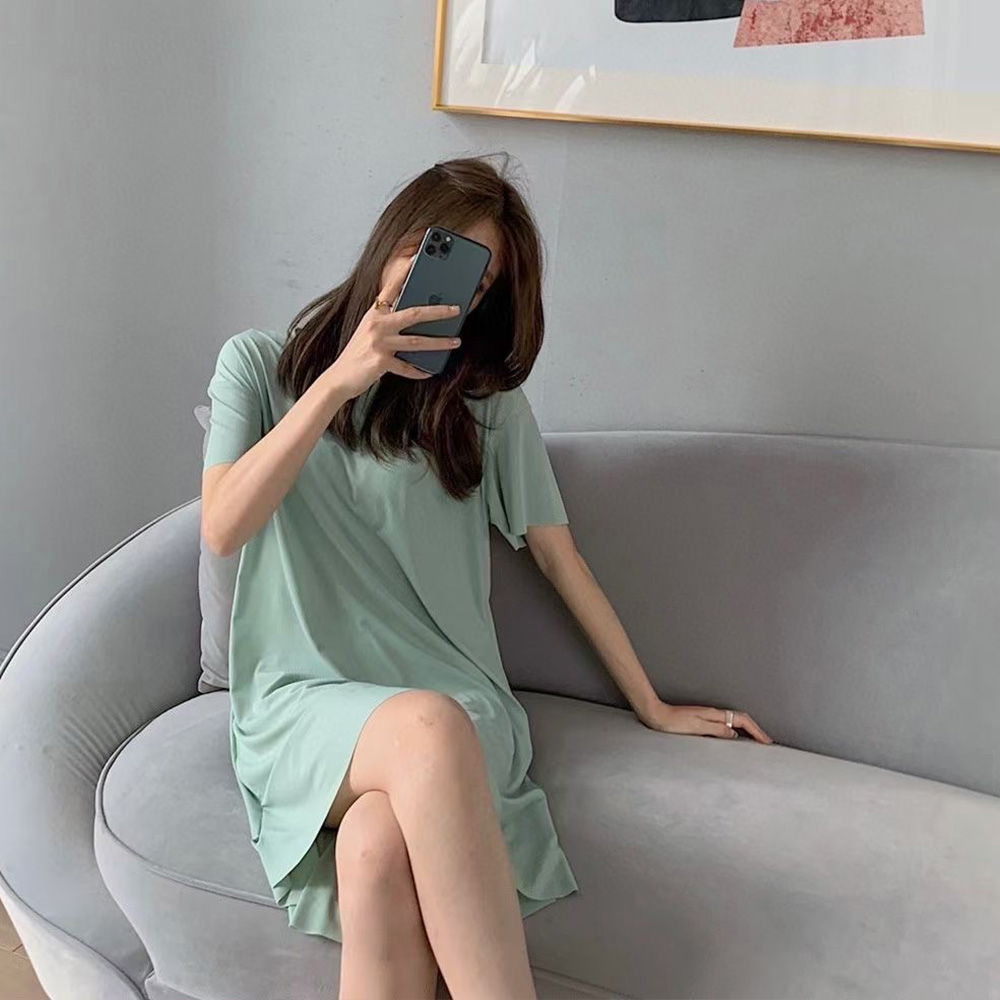 골지 원피스잠옷 파자마 라운지웨어 여성 실내복 수면 원피스 이미지 4