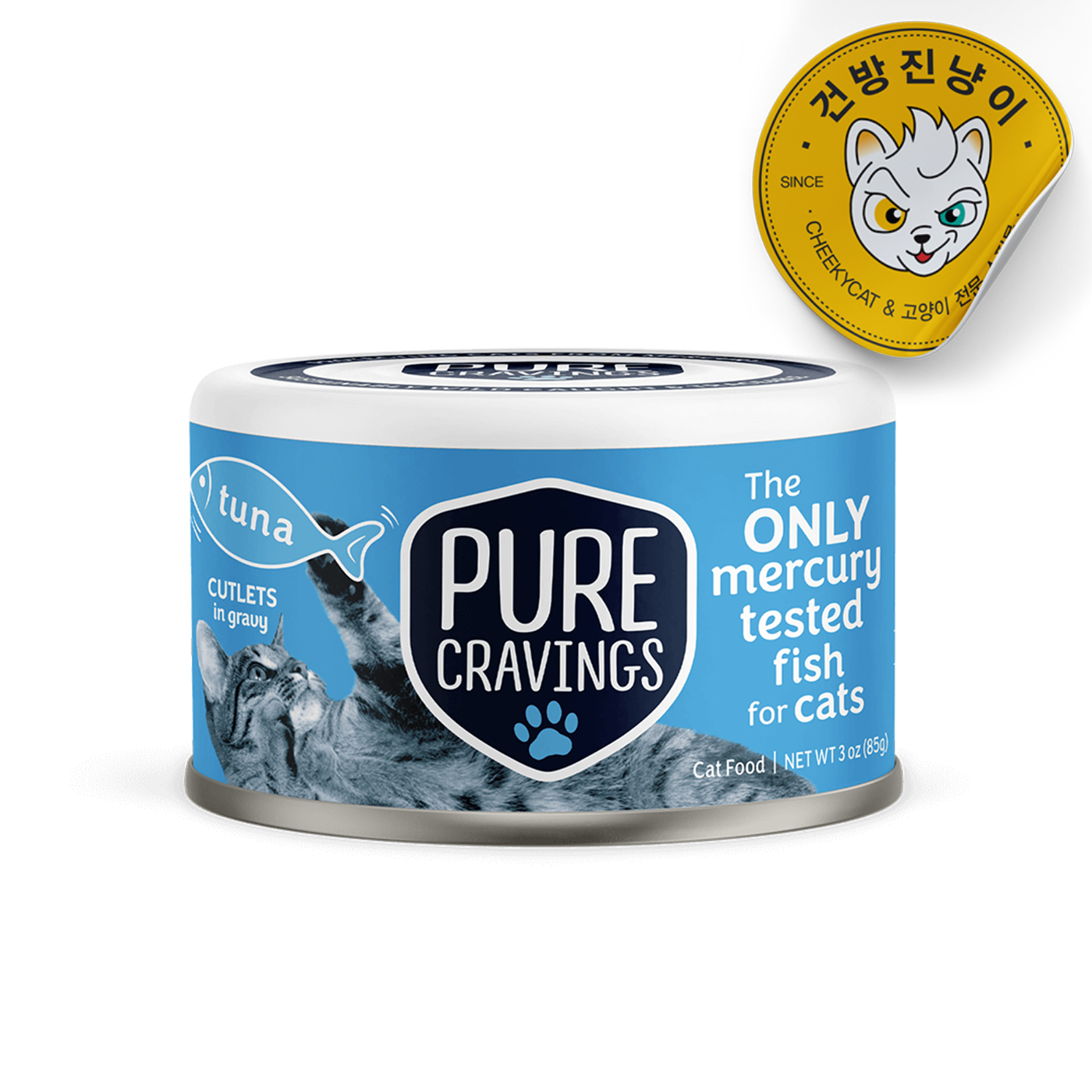 퓨어크레이빙스 그레이비 고양이 주식캔 습식사료 참치 순살(파랑), 85g, 1개