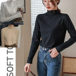 여성 반목폴라 터틀넥 목폴라 텐셀 가을 목티 간절기 긴팔 피치기모티 착용 후기 | 사이즈/핏 총정리 - 상품 이미지 1