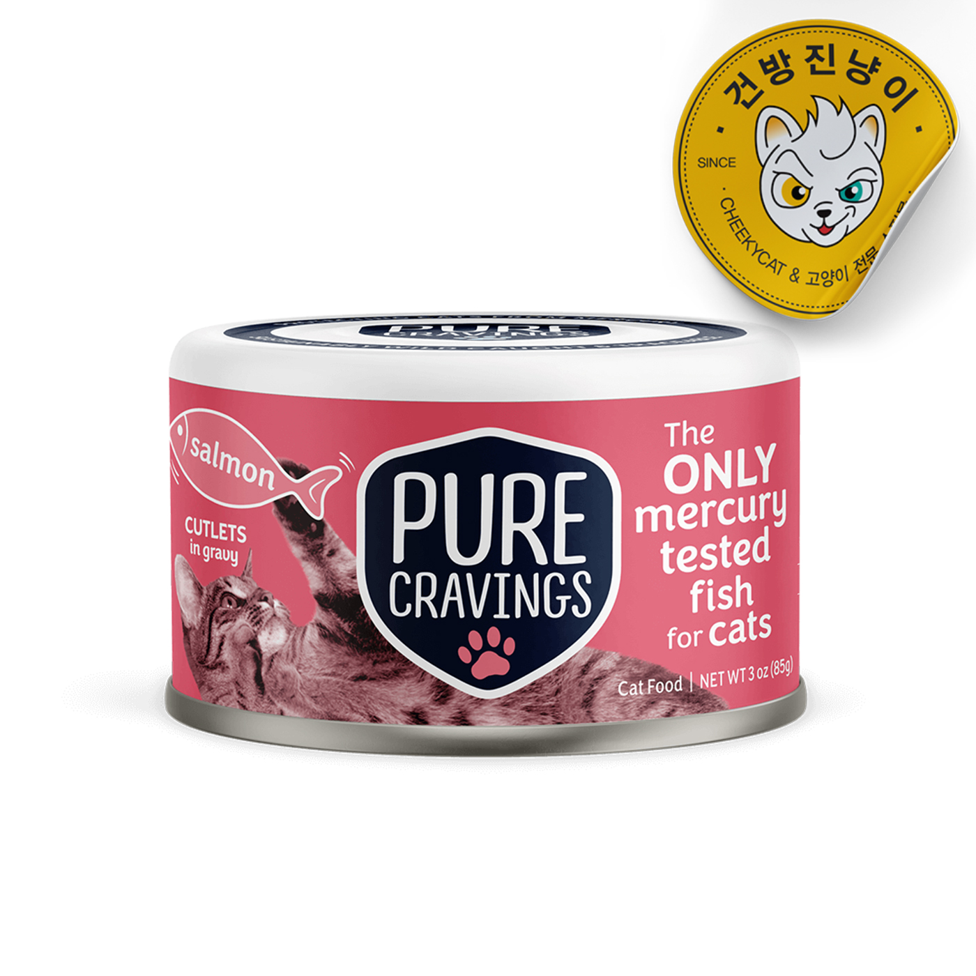 퓨어크레이빙스 그레이비 고양이 주식캔 습식사료 연어 순살(빨강), 85g, 1개