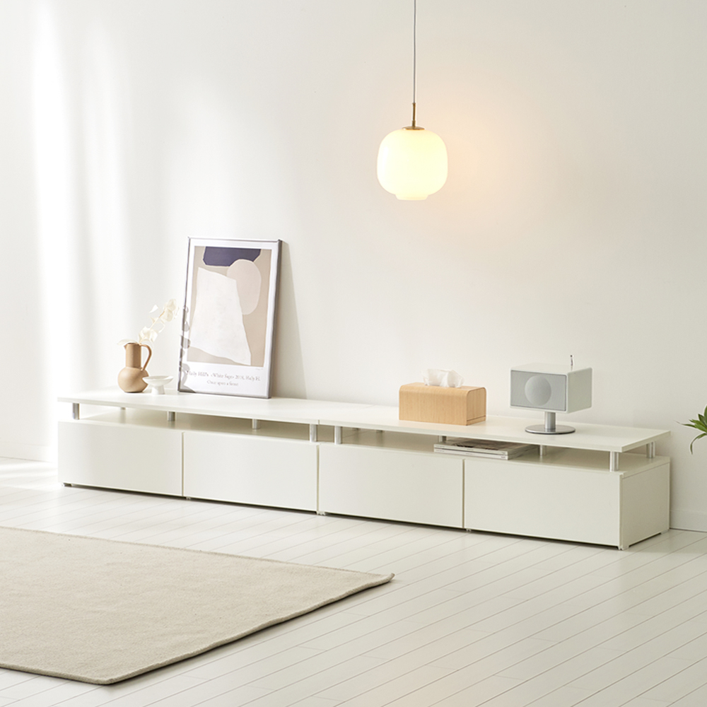 마인 거실장 낮은 티비다이 tv장 장식장 2400, 화이트