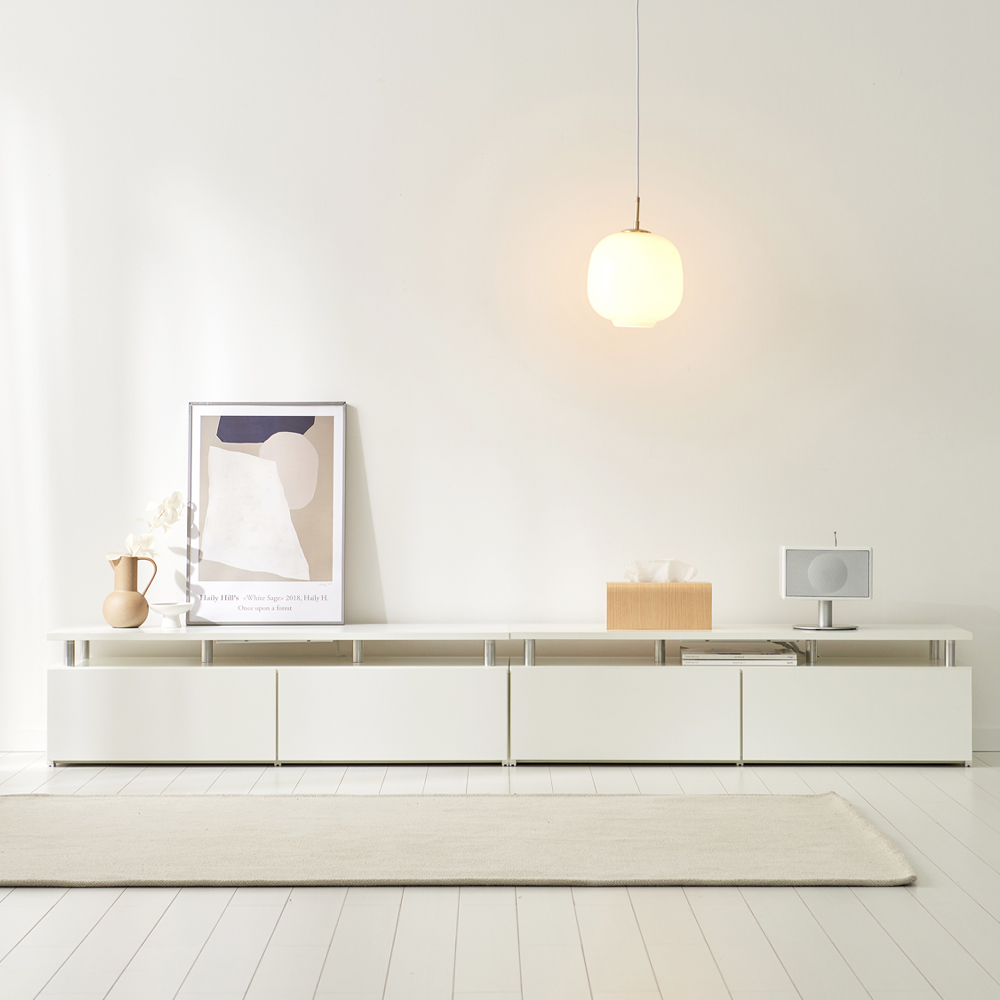 마인 거실장 낮은 티비다이 tv장 장식장 2400, 화이트