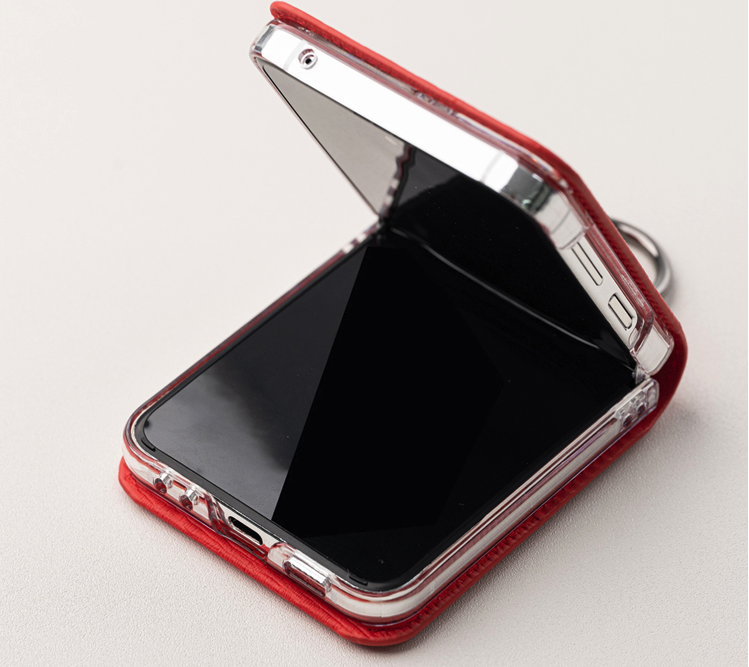 카드 수납 힌지보호 링 풀커버 케이스 레드, 갤럭시Z 플립5 - 상세 이미지 5