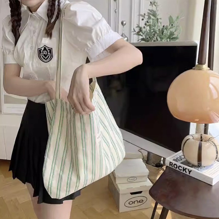 스트라이프 에코백 가벼운 천가방 이미지 8