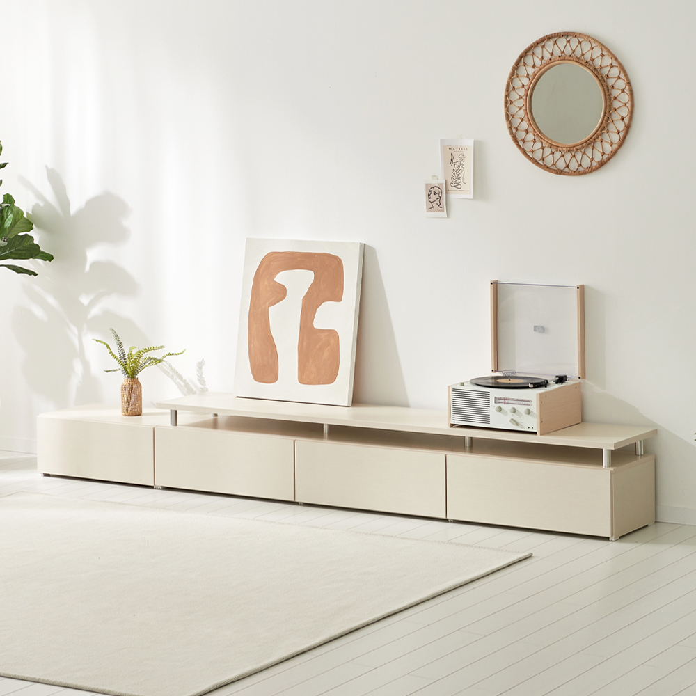 마인 거실장 낮은 티비다이 tv장 장식장 2000, 크림화이트