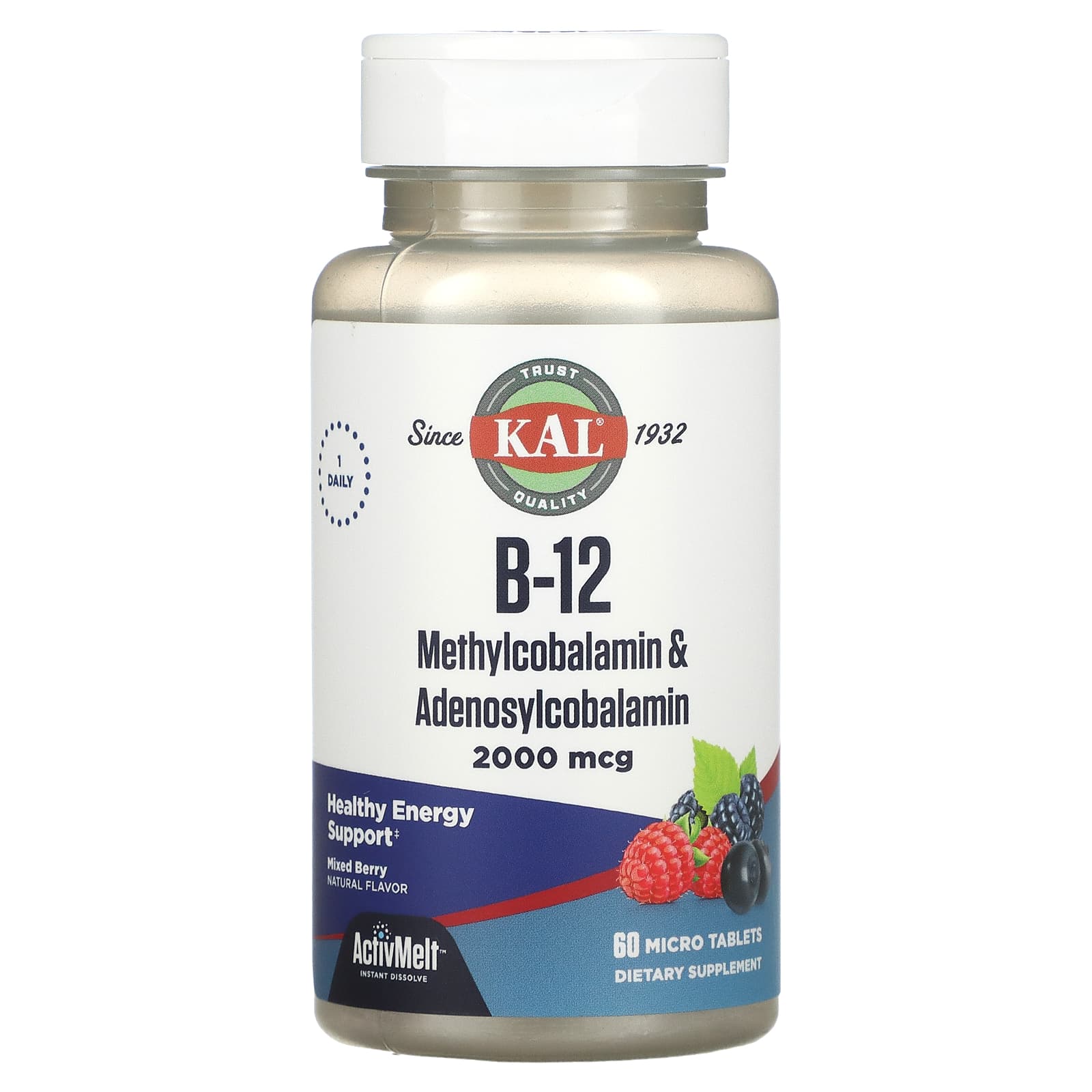 KAL B-12 메틸코발라민 아데노실코발라민 혼합 베리 2000mcg 마이크로 60정 - 메인 이미지