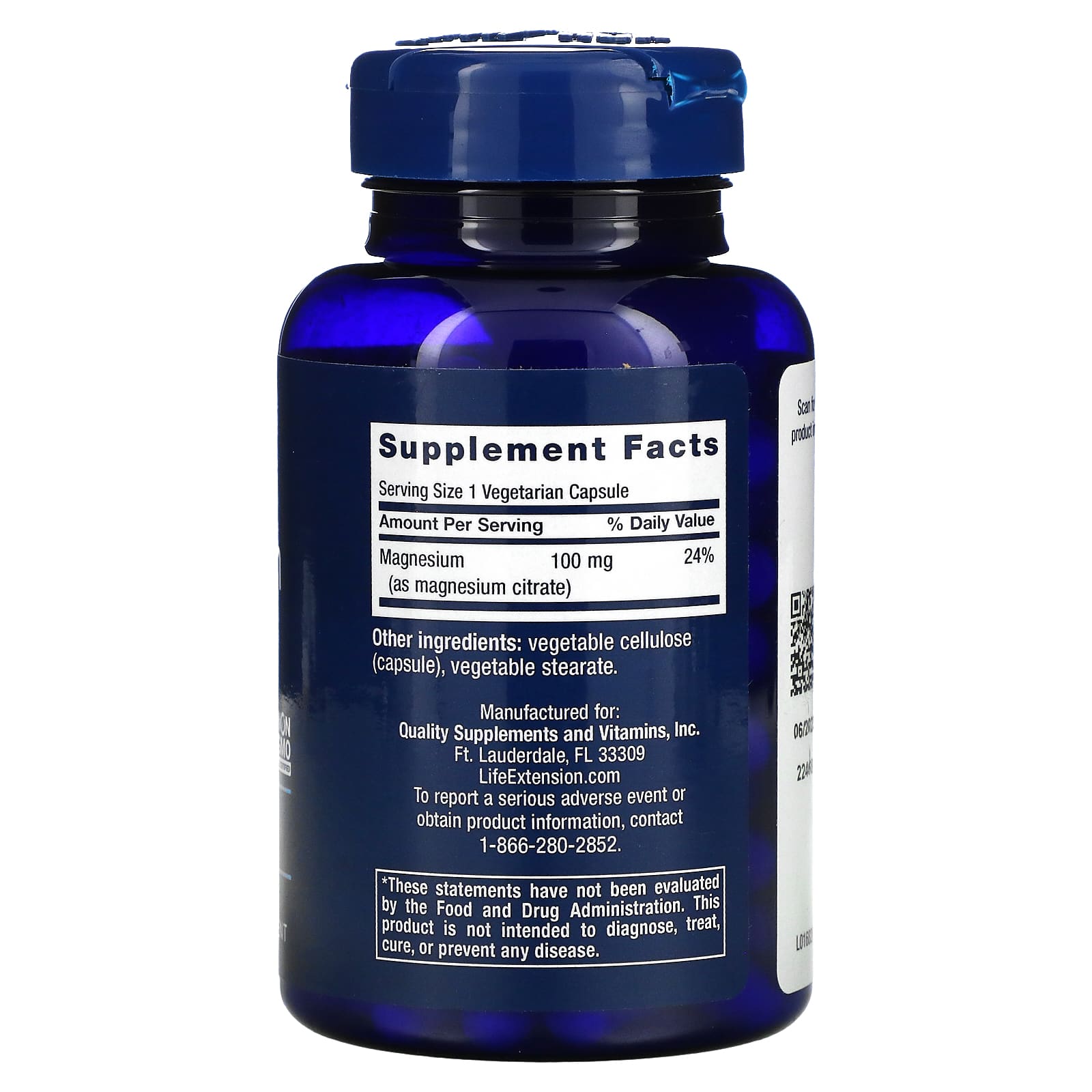 라이프익스텐션 마그네슘 시트레이트 100mg 베지캡슐 100정 이미지 2
