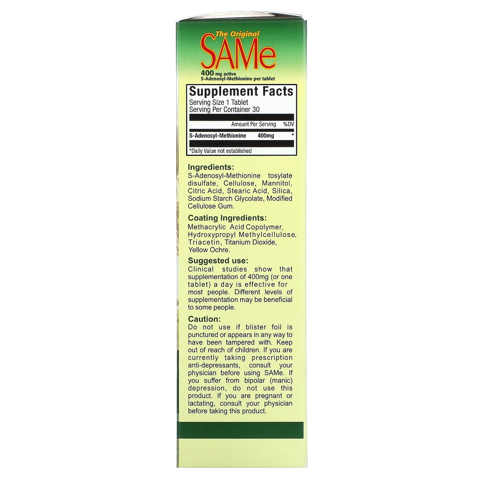 뉴트라라이프 오리지널 SAMe 400mg 장용성 코팅 30정 - 상세 이미지 2