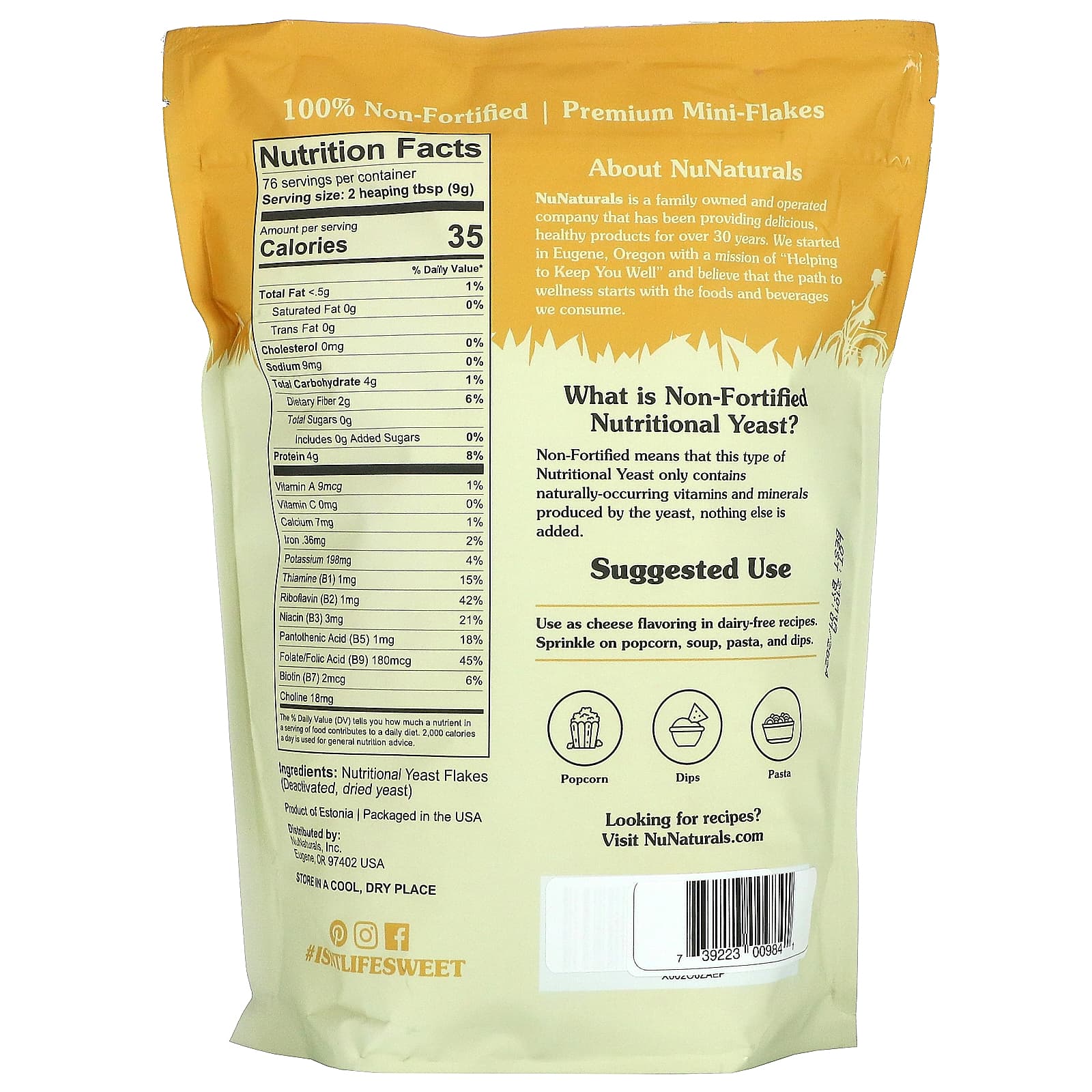 NuNaturals 비써포트 뉴트리셔널 이스트 플레이크 680g(24oz) - 상세 이미지 2