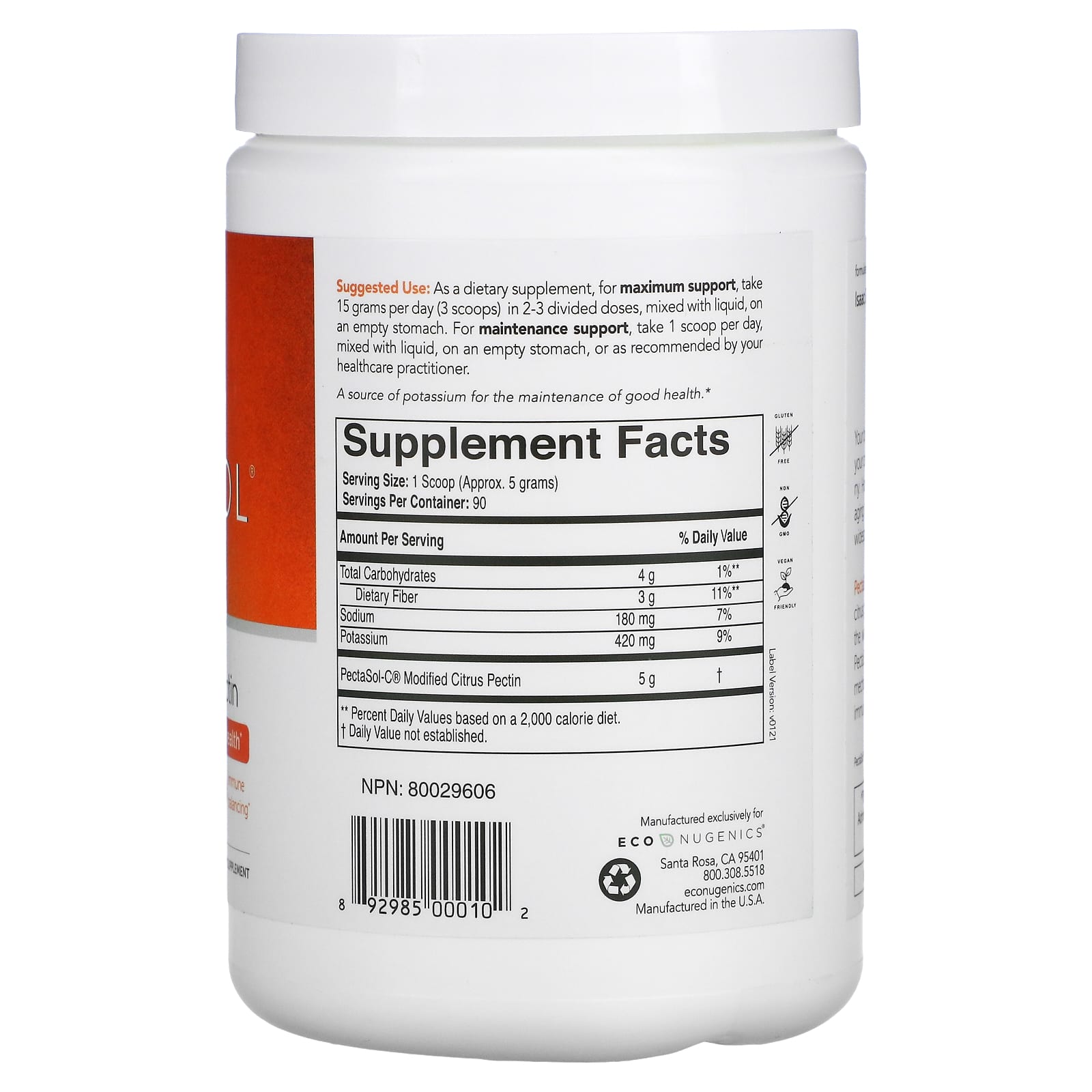 Econugenics PectaSol-C 펙타솔C 변형 시트러스 펙틴 분말 454g - 상세 이미지 2