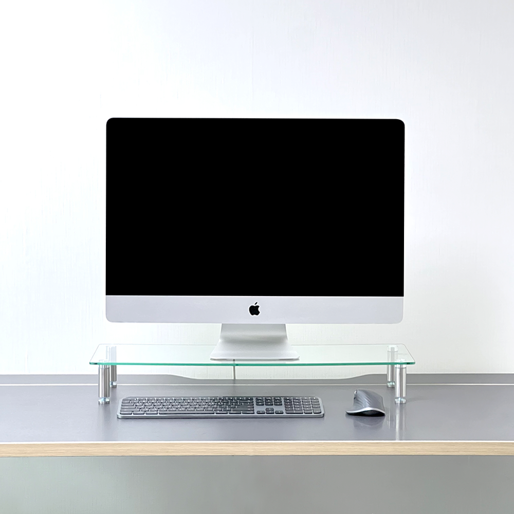 비컴피 강화유리 모니터 받침대 높이조절 컴퓨터 받침 높은 투명 선반 기본형 560