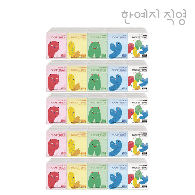 한예지 플레이 PLAY 천연펄프 포켓티슈 휴대용티슈 10매 10입
