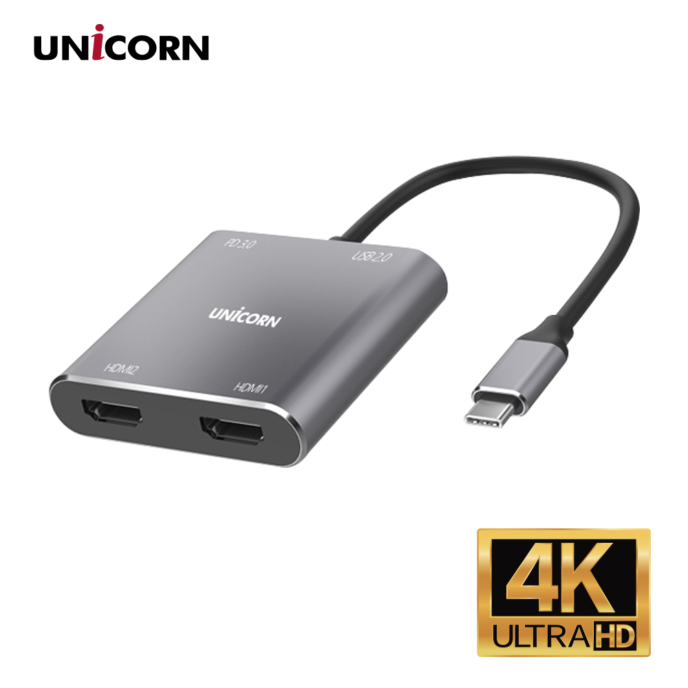 유니콘 USB-T조합형pe C TO HDMI 듀얼 디스플레이 컨버터 4I1 CH-400KD