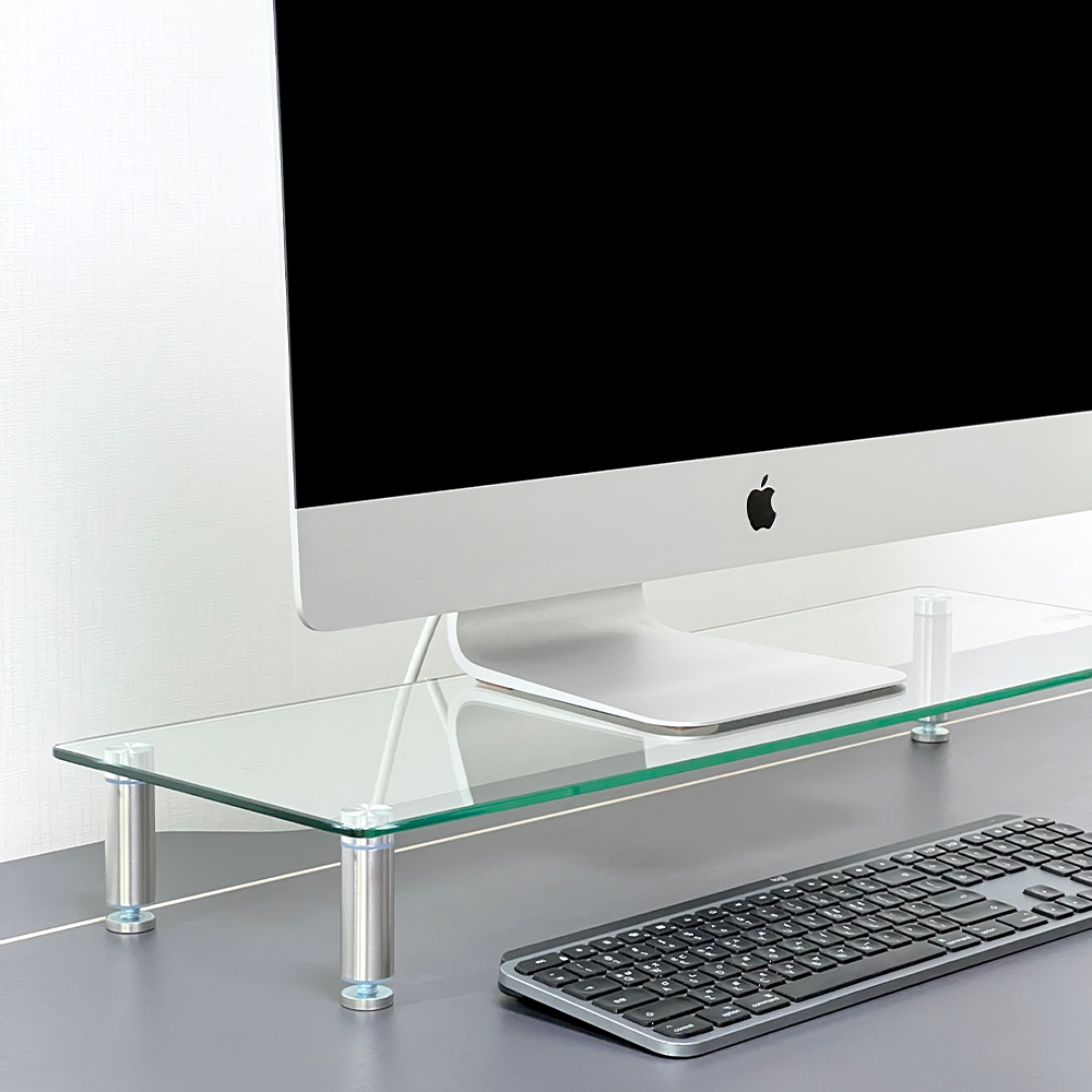 비컴피 강화유리 모니터 받침대 높이조절 컴퓨터 받침 높은 투명 선반 기본형 560