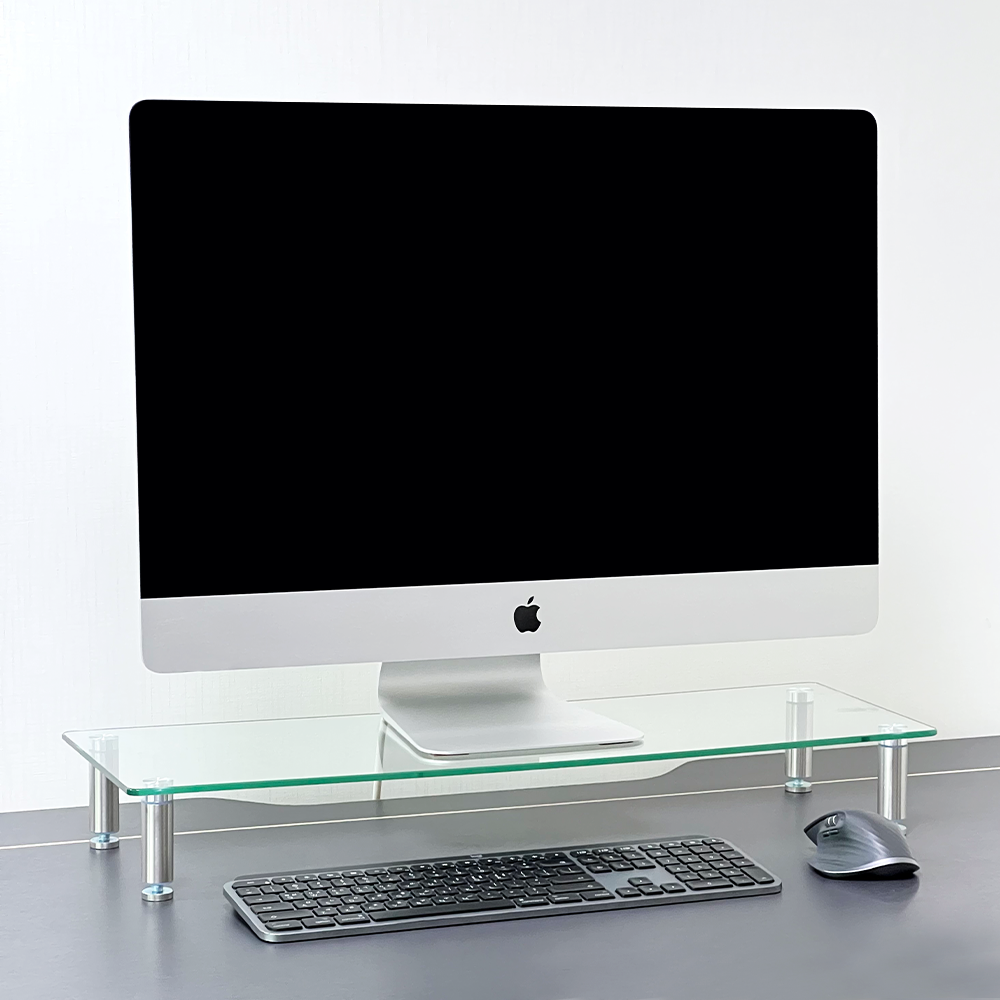 비컴피 강화유리 모니터 받침대 높이조절 컴퓨터 받침 높은 투명 선반 기본형 560