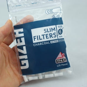 롤링타바코 GIZEH 차콜 슬림필터 직경6mm, 길이15mm, 수량120pcs
