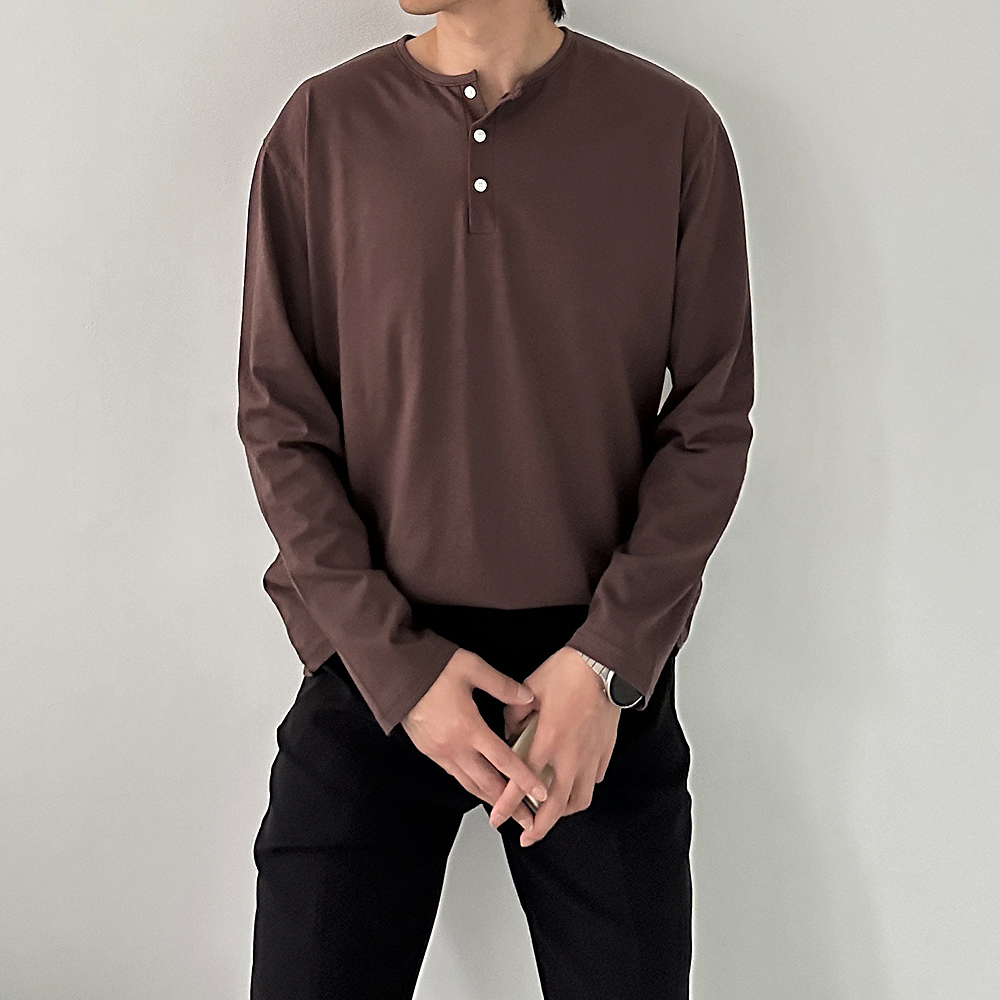 남자긴팔티 남자 헨리넥 이너 정장 티셔츠 - 상세 이미지 5