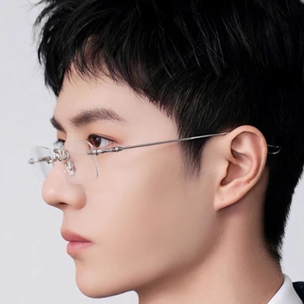 티타늄 무테안경 긱시크안경 여자 남자 금테 은테 투명 사각 가벼운 블루라이트차단 안경테