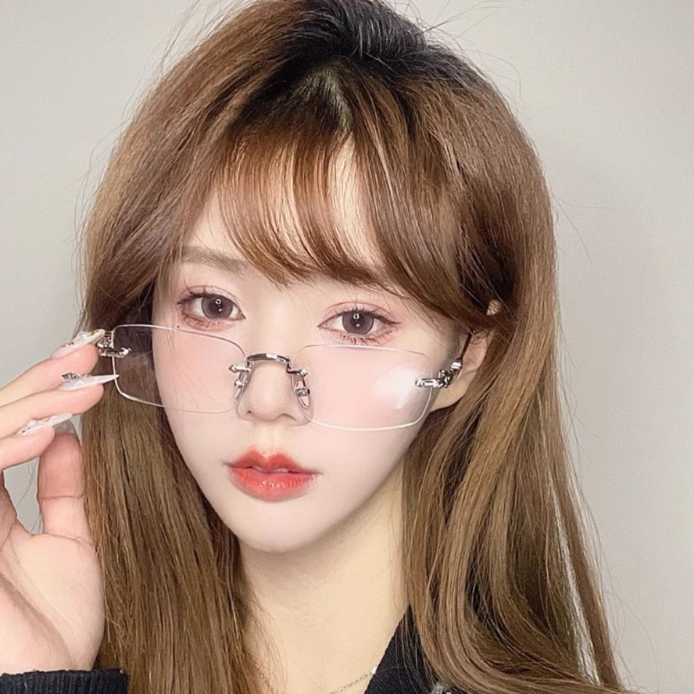 긱시크 무테안경 남자 여자 투명 패션 사각 가벼운 티타늄 블루라이트차단안경테 TGL22 이미지 8