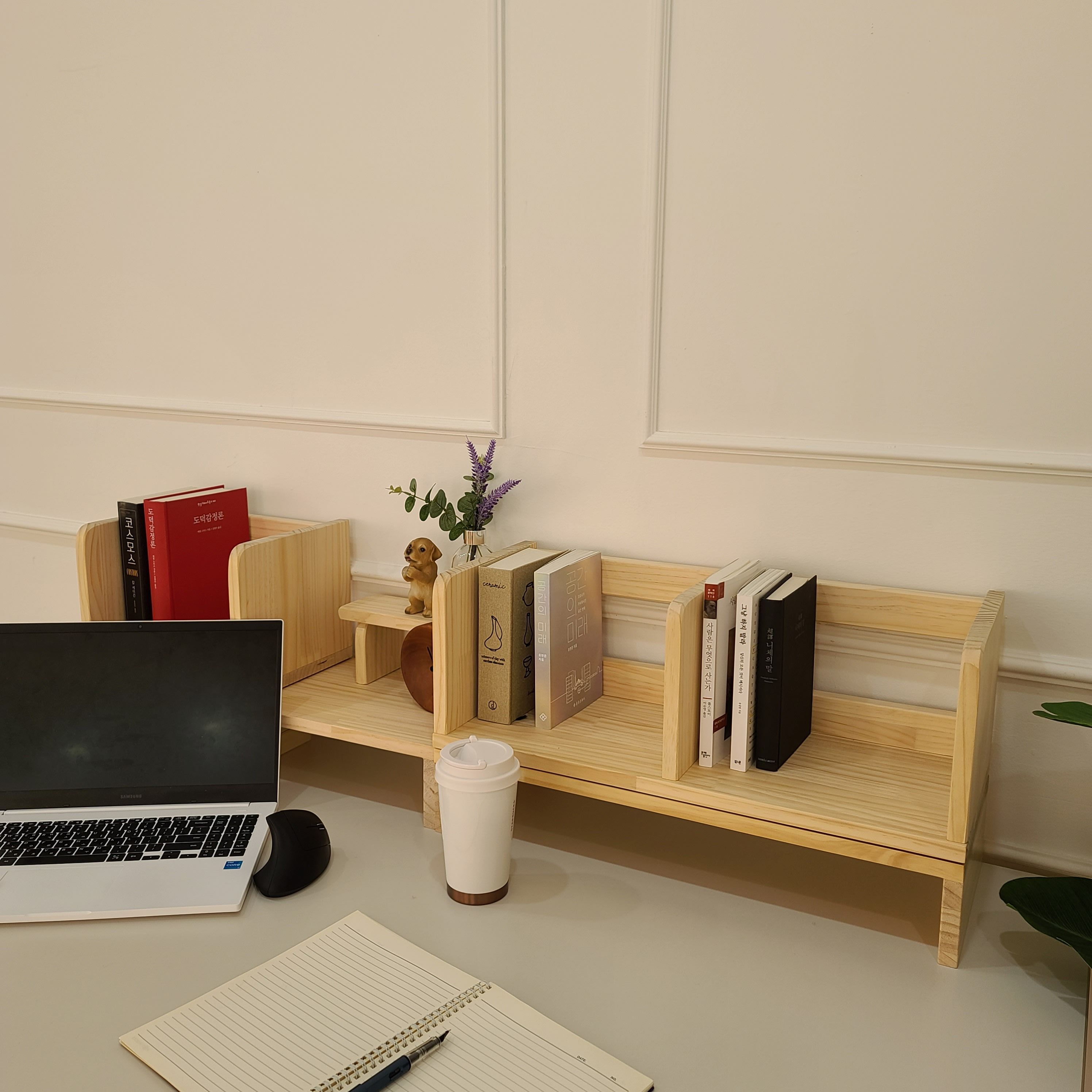모어우드 책상책꽂이 원목 간이 정리함 미니 책꽂이 1단 2단