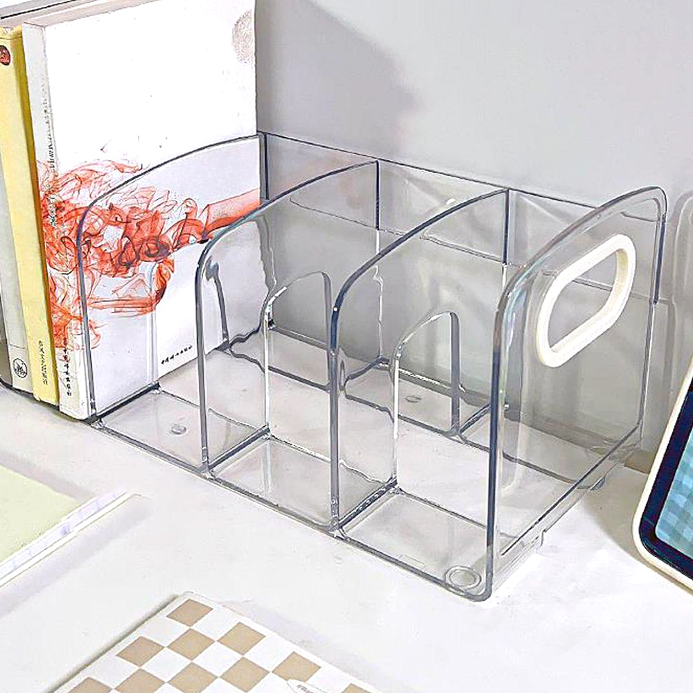 투명 아크릴 책상책꽂이 3칸 책상위 미니 간이 책꽂이 정리함