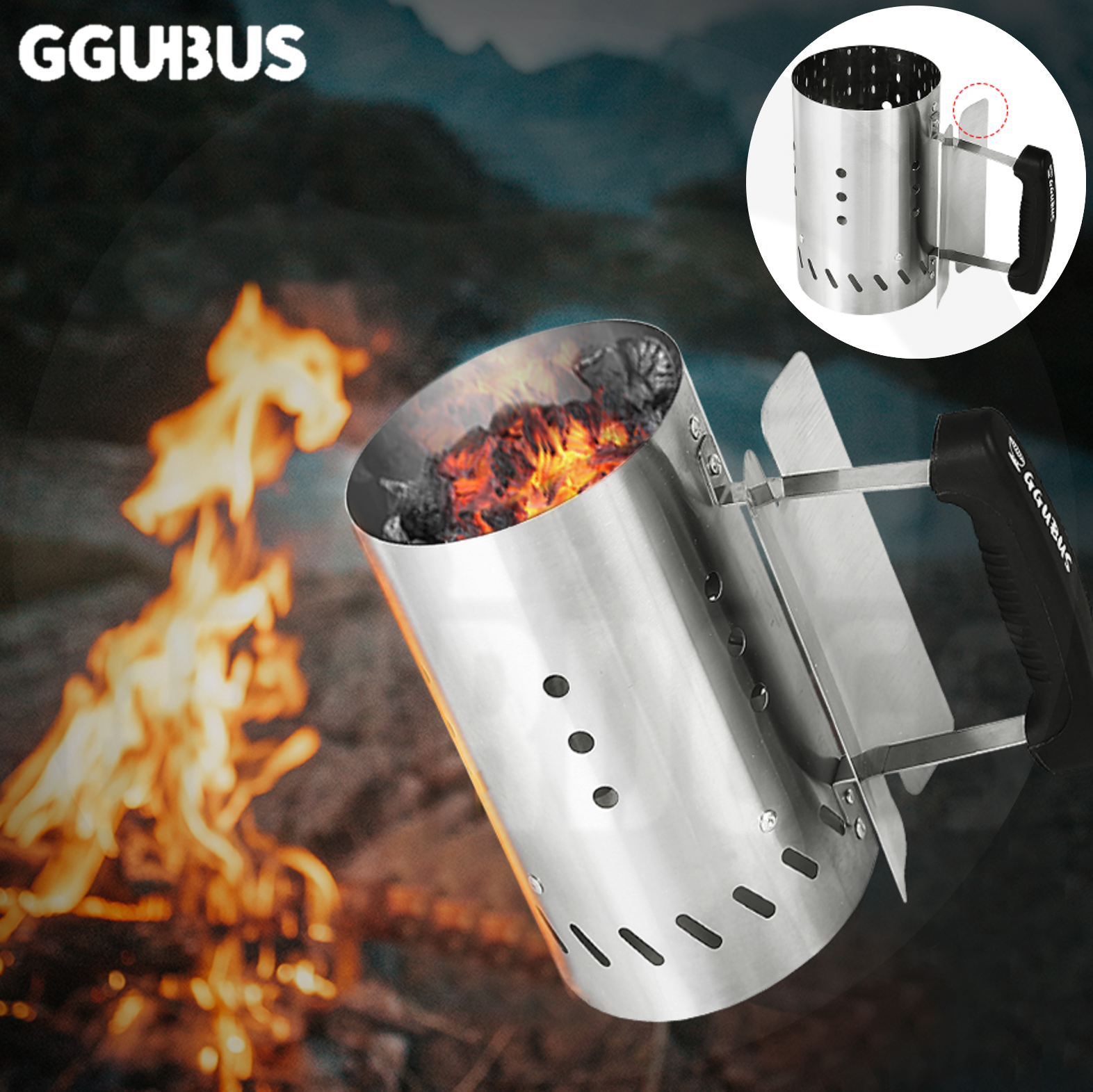 꾸버스 차콜스타터 불멍 화로대 미니 화로 숯통 원형M