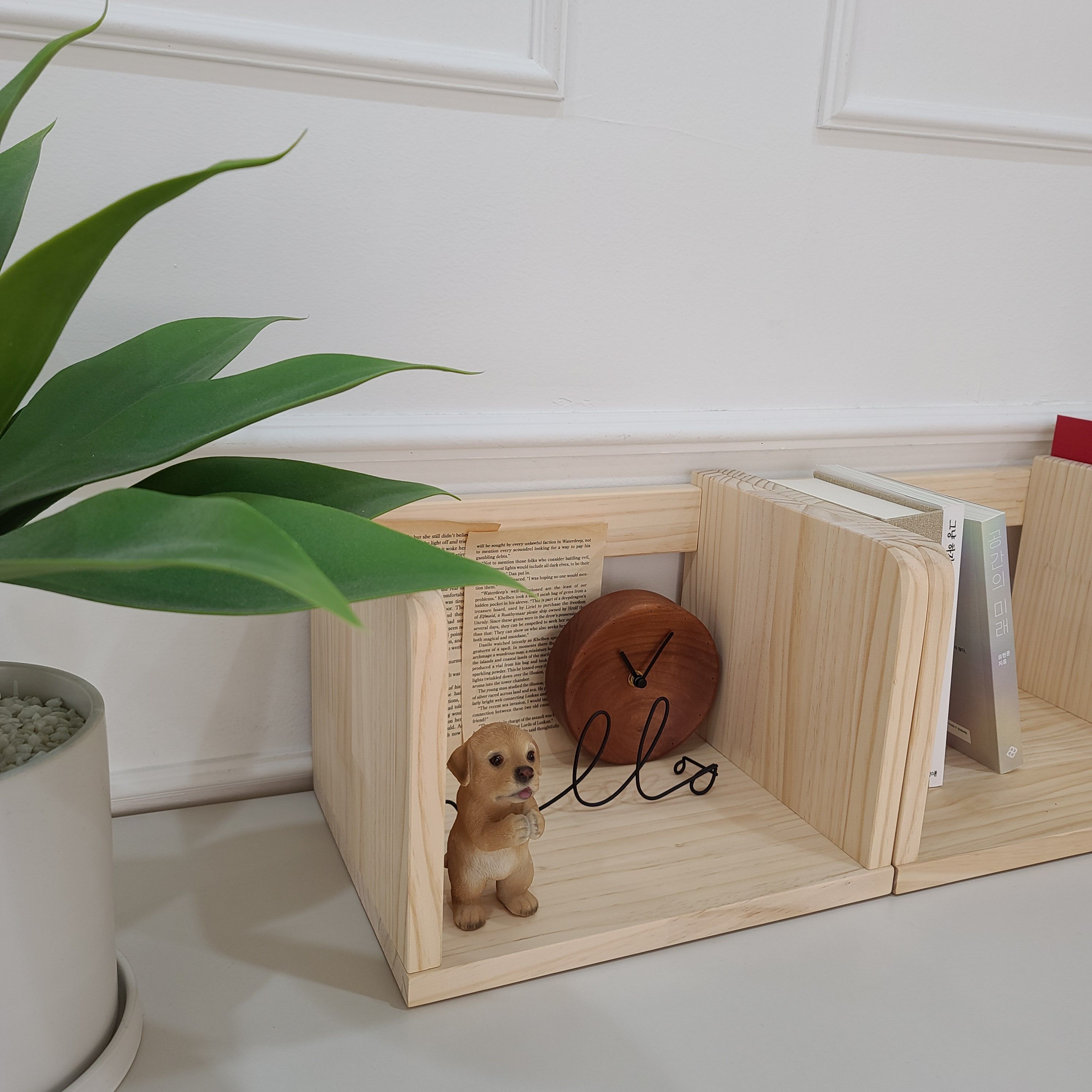 모어우드 책상책꽂이 원목 간이 정리함 미니 책꽂이 1단 2단