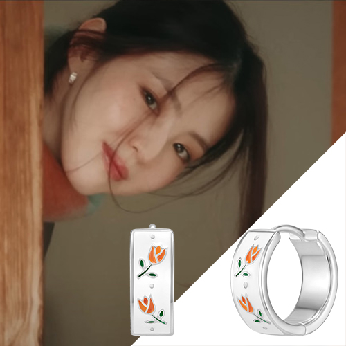 폴브리알 한소희 귀걸이 순은 925 실버 원터치 귀걸이 튤립 봄 꽃 PNSE0176 - 상품 이미지
